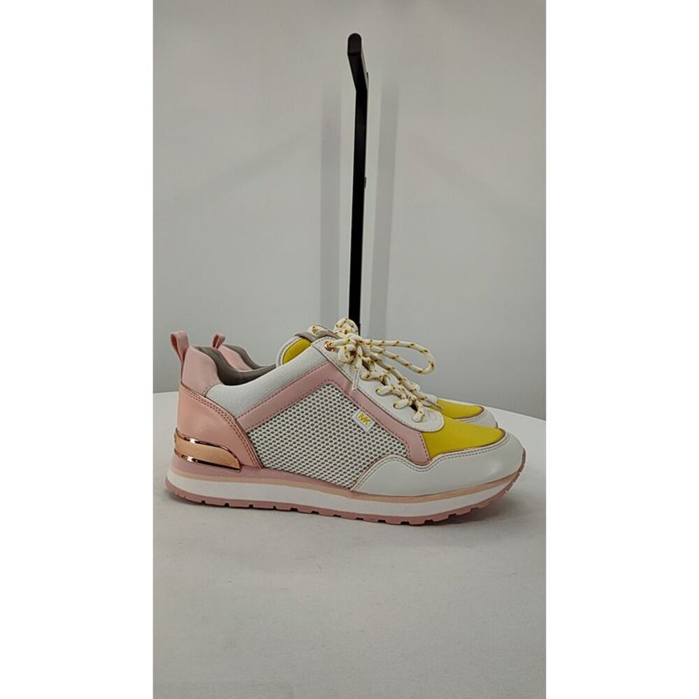 Michael Kors Pink Yellow White Mesh Platform Sneakers